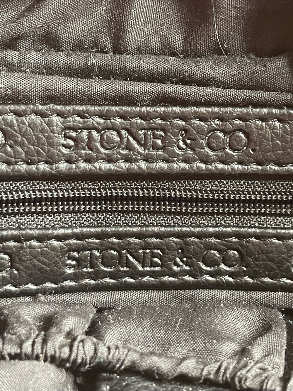 Stone & Co. Black Pebble Leather Shoulder Bag Hand Stitched Tote - Picture 8 of 9